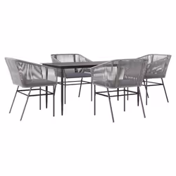 vidaXL Set da Pranzo da Giardino 5 pz con Cuscini Polyrattan Vetro - Vista aggiuntiva 2