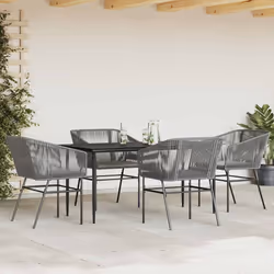 vidaXL Set da Pranzo da Giardino 5 pz con Cuscini Polyrattan Vetro - Vista aggiuntiva 3