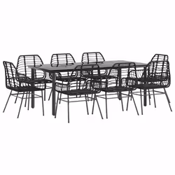 vidaXL Set da Pranzo da Giardino 9 pz Polyrattan Vetro - Vista aggiuntiva 2