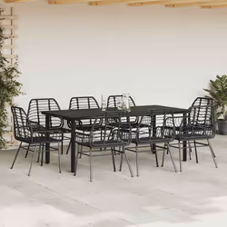 vidaXL Set da Pranzo da Giardino 9 pz Polyrattan Vetro - Vista aggiuntiva 3