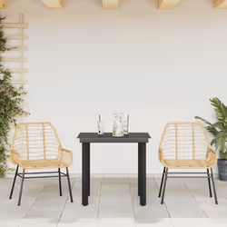 vidaXL Set da Pranzo da Giardino 3 pz Marrone in Polyrattan Vetro - Vista aggiuntiva 3