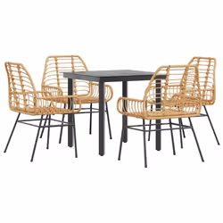 vidaXL Set da Pranzo da Giardino 5pz Polyrattan Vetro - Vista aggiuntiva 2
