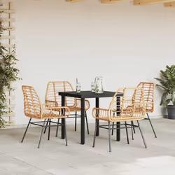 vidaXL Set da Pranzo da Giardino 5pz Polyrattan Vetro - Vista aggiuntiva 3