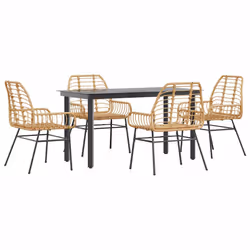 vidaXL Set da Pranzo da Giardino 5pz Polyrattan Vetro - Vista aggiuntiva 2