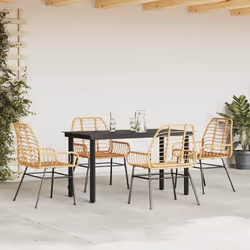 vidaXL Set da Pranzo da Giardino 5pz Polyrattan Vetro - Vista aggiuntiva 3