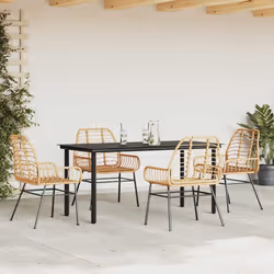 vidaXL Set da Pranzo da Giardino 5pz Polyrattan Vetro - Vista aggiuntiva 3