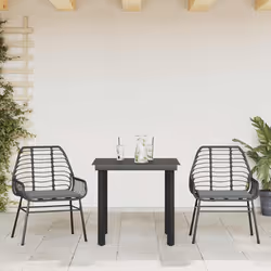 vidaXL Set da Pranzo da Giardino 3 pz con Cuscini Polyrattan Vetro - Vista aggiuntiva 3