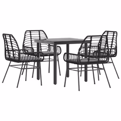 vidaXL Set da Pranzo da Giardino con Cuscini 5 pz Polyrattan Vetro - Vista aggiuntiva 2
