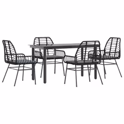 vidaXL Set da Pranzo da Giardino con Cuscini 5 pz Polyrattan Vetro - Vista aggiuntiva 2