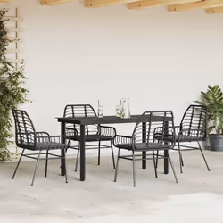 vidaXL Set da Pranzo da Giardino con Cuscini 5 pz Polyrattan Vetro - Vista aggiuntiva 3