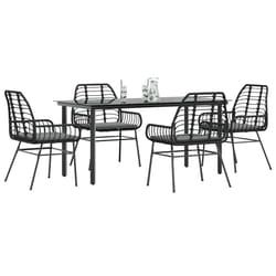 vidaXL Set da Pranzo da Giardino con Cuscini 5 pz Polyrattan Vetro