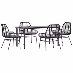 vidaXL Set da Pranzo da Giardino con Cuscini 5 pz Polyrattan Vetro - Vista aggiuntiva 2