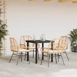 vidaXL Set da Pranzo da Giardino 5pz con Cuscini Polyrattan Vetro - Vista aggiuntiva 3