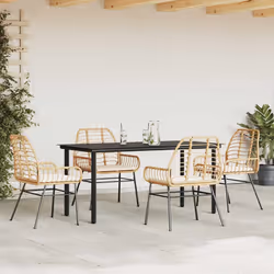 vidaXL Set da Pranzo da Giardino 5pz con Cuscini Polyrattan Vetro - Vista aggiuntiva 3