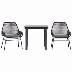 vidaXL Set da Pranzo da Giardino 3 pz con Cuscini Polyrattan Vetro - Vista aggiuntiva 2