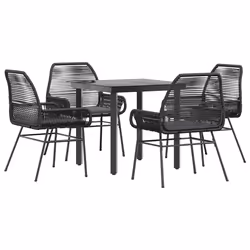 vidaXL Set da Pranzo da Giardino con Cuscini 5 pz Polyrattan Vetro - Vista aggiuntiva 2