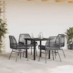vidaXL Set da Pranzo da Giardino con Cuscini 5 pz Polyrattan Vetro - Vista aggiuntiva 3