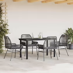 vidaXL Set da Pranzo da Giardino con Cuscini 5 pz Polyrattan Vetro - Vista aggiuntiva 3