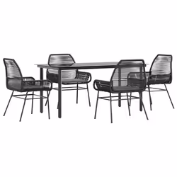 vidaXL Set da Pranzo da Giardino con Cuscini 5 pz Polyrattan Vetro - Vista aggiuntiva 2