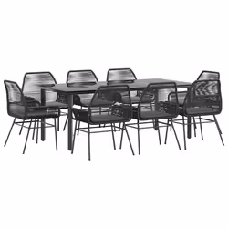 vidaXL Set da Pranzo da Giardino 9 pz con Cuscini Polyrattan Vetro - Vista aggiuntiva 2
