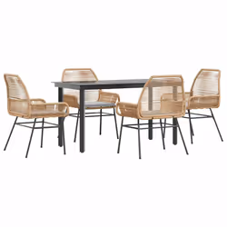 vidaXL Set da Pranzo da Giardino 5pz con Cuscini Polyrattan Vetro - Vista aggiuntiva 2
