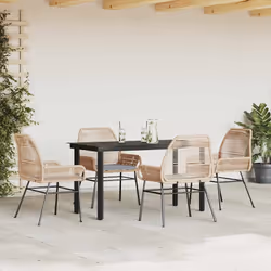 vidaXL Set da Pranzo da Giardino 5pz con Cuscini Polyrattan Vetro - Vista aggiuntiva 3