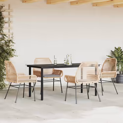vidaXL Set da Pranzo da Giardino 5pz con Cuscini Polyrattan Vetro - Vista aggiuntiva 3