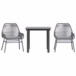 vidaXL Set da Pranzo da Giardino 3 pz con Cuscini in Polyrattan Vetro - Vista aggiuntiva 2