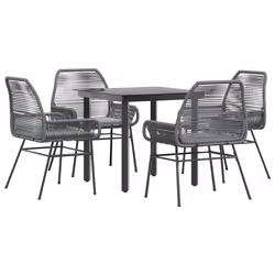 vidaXL Set da Pranzo da Giardino 5 pz con Cuscini Polyrattan Vetro - Vista aggiuntiva 2