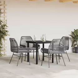 vidaXL Set da Pranzo da Giardino 5 pz con Cuscini Polyrattan Vetro - Vista aggiuntiva 3