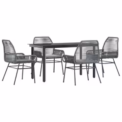 vidaXL Set da Pranzo da Giardino 5 pz con Cuscini Polyrattan Vetro - Vista aggiuntiva 2
