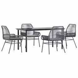 vidaXL Set da Pranzo da Giardino 5 pz con Cuscini Polyrattan Vetro - Vista aggiuntiva 2