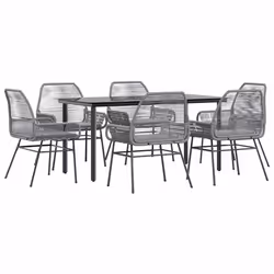 vidaXL Set da Pranzo da Giardino 7 pz con Cuscini Polyrattan Vetro - Vista aggiuntiva 2