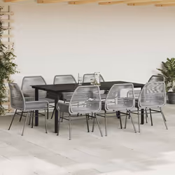 vidaXL Set da Pranzo da Giardino 9 pz con Cuscini Polyrattan Vetro - Vista aggiuntiva 3