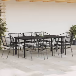 vidaXL Set da Pranzo da Giardino 9 pz Polyrattan Vetro - Vista aggiuntiva 3