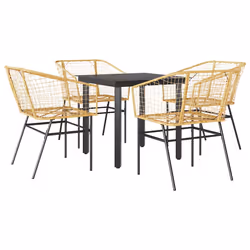 vidaXL Set da Pranzo da Giardino 5pz Polyrattan Vetro - Vista aggiuntiva 2