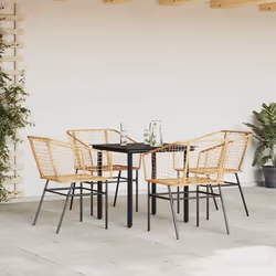 vidaXL Set da Pranzo da Giardino 5pz Polyrattan Vetro - Vista aggiuntiva 3