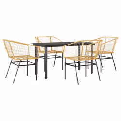 vidaXL Set da Pranzo da Giardino 5pz Polyrattan Vetro - Vista aggiuntiva 2