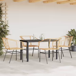 vidaXL Set da Pranzo da Giardino 5pz Polyrattan Vetro - Vista aggiuntiva 3