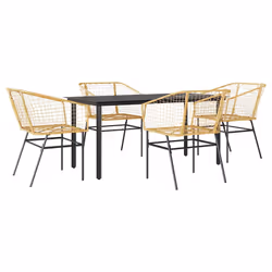 vidaXL Set da Pranzo da Giardino 5pz Polyrattan Vetro - Vista aggiuntiva 2