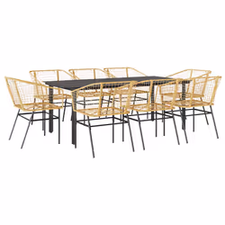 vidaXL Set da Pranzo da Giardino 9 pz Polyrattan Vetro - Vista aggiuntiva 2