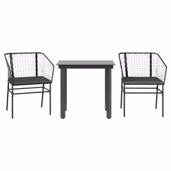vidaXL Set da Pranzo da Giardino 3 pz con Cuscini Polyrattan Vetro - Vista aggiuntiva 2