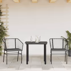 vidaXL Set da Pranzo da Giardino 3 pz con Cuscini Polyrattan Vetro - Vista aggiuntiva 3