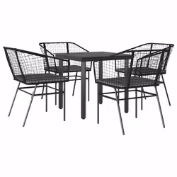vidaXL Set da Pranzo da Giardino con Cuscini 5 pz Polyrattan Vetro - Vista aggiuntiva 2
