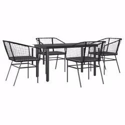vidaXL Set da Pranzo da Giardino con Cuscini 5 pz Polyrattan Vetro - Vista aggiuntiva 2