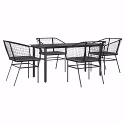 vidaXL Set da Pranzo da Giardino con Cuscini 5 pz Polyrattan Vetro - Vista aggiuntiva 2