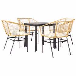 vidaXL Set da Pranzo da Giardino 5pz con Cuscini Polyrattan Vetro - Vista aggiuntiva 2