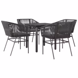 vidaXL Set da Pranzo da Giardino con Cuscini 5 pz Polyrattan Vetro - Vista aggiuntiva 2