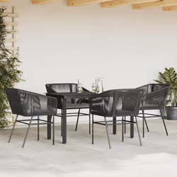vidaXL Set da Pranzo da Giardino con Cuscini 5 pz Polyrattan Vetro - Vista aggiuntiva 3