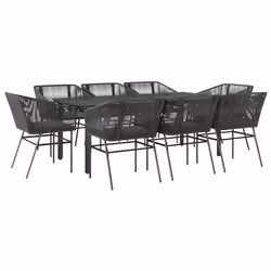 vidaXL Set da Pranzo da Giardino 9 pz con Cuscini Polyrattan Vetro - Vista aggiuntiva 2